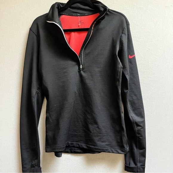 NIKE PRO HYPER-WARM 1/2 ZIP FLEECE LINED PULLOVER RUNNING SHIRT SZ L - Picture 3 of 8
